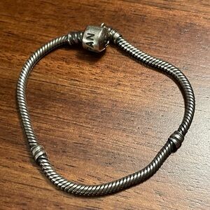 OXIDIZED silver Pandora bracelet, 7”.